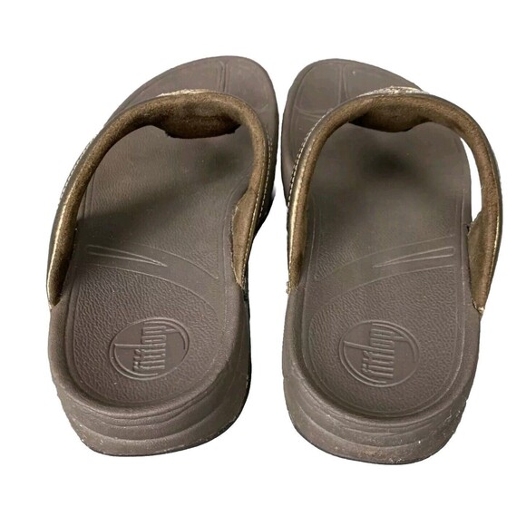 Fitflop Brown Bronze Leather Flip Flop Sandal Shoe Women Sz 9  OH09 - Picture 7 of 8